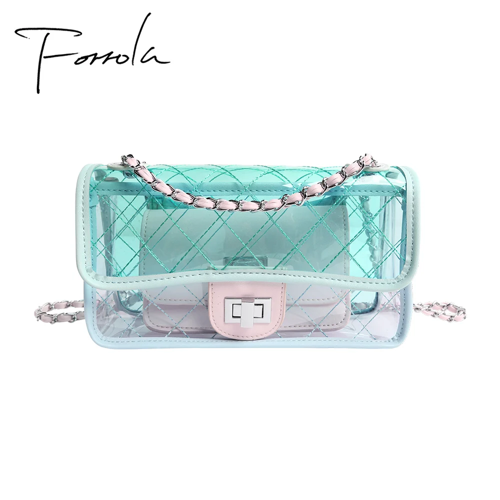 Модная прозрачная сумка женская наплечная водонепроницаемый комплект из ПВХ и