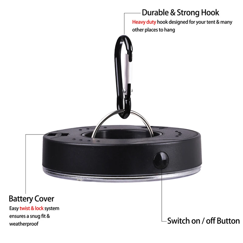 1 шт. светодиодный фонарь для кемпинга лампа на батарейках палатки крючок фонарик