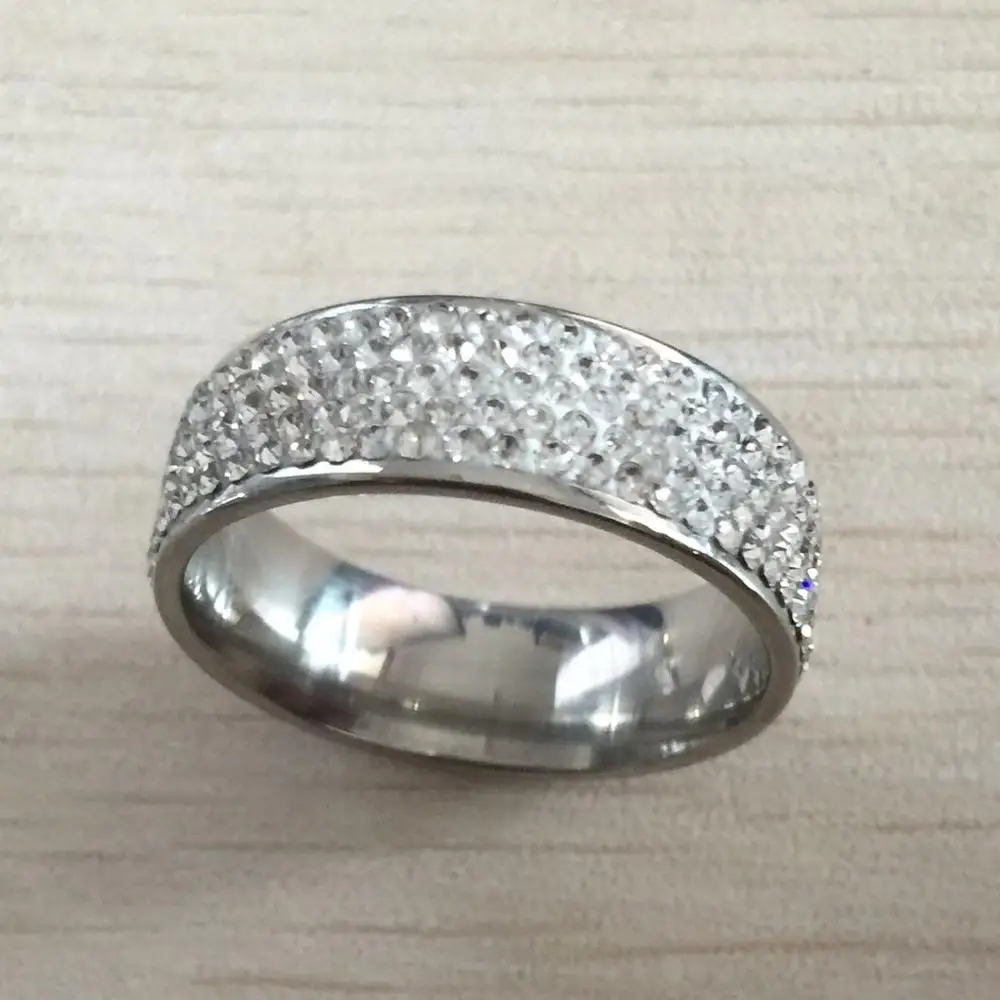 Кольца Свадебные из нержавеющей стали с фианитом 3 ряда 8 мм|wedding rings for women|wedding