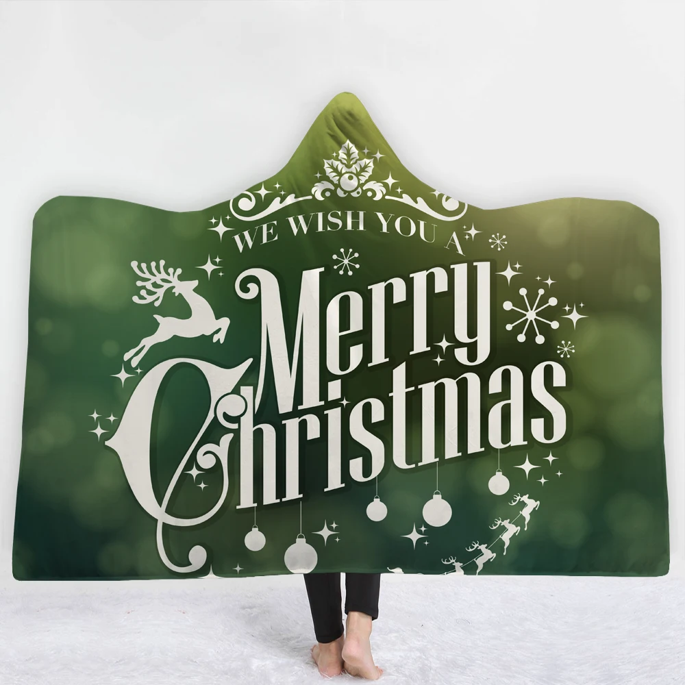 Одеяла хорошего качества с зелеными растениями шапки одеяла надписью &quotMerry