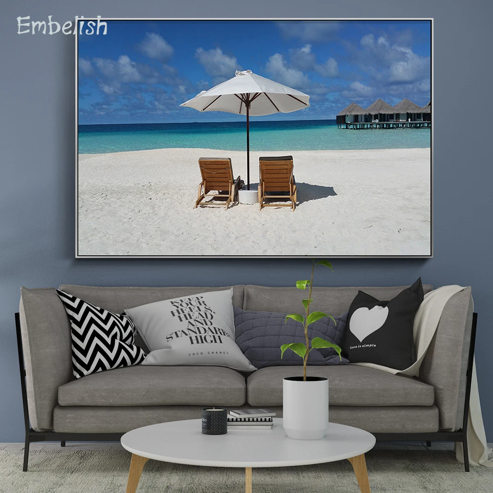 

Embelish 1 Pieces Hot Selling Beach Landscape Wall Art Pictures For Living Room HD Print Canvas Paintings Home Decor Big Poster