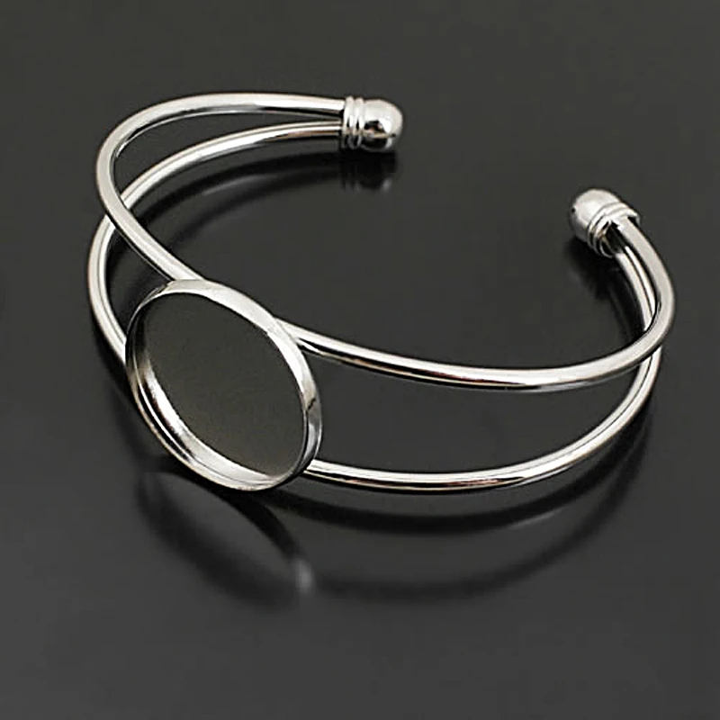 

4PCS 60x53MM,Bezels 20MM Imitation Rhodium Color Brass with Round Trays Bezels Base Bracelets Settings Diy Jewelry Accessories