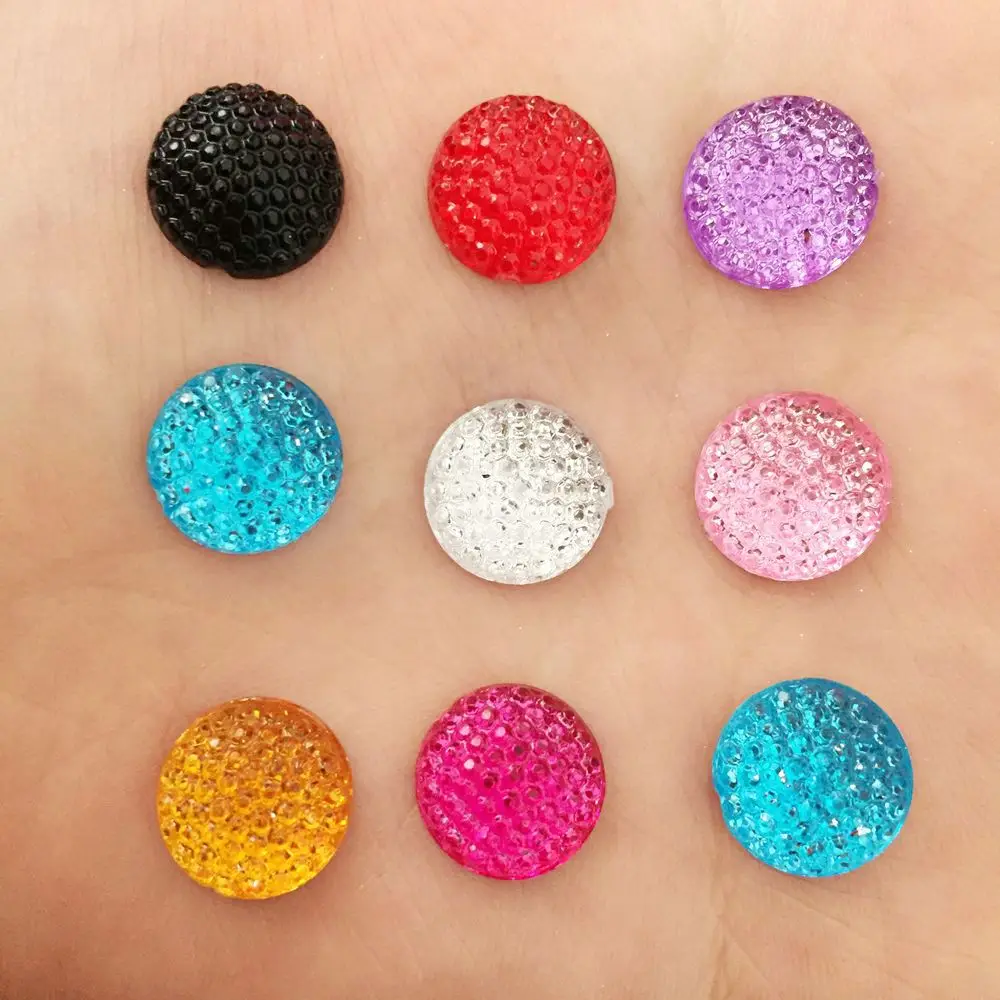 

DIY 40PCS 12mm Round Resin Rhinestone Flatback Scrapbooking Phone Case DIY Craft K12