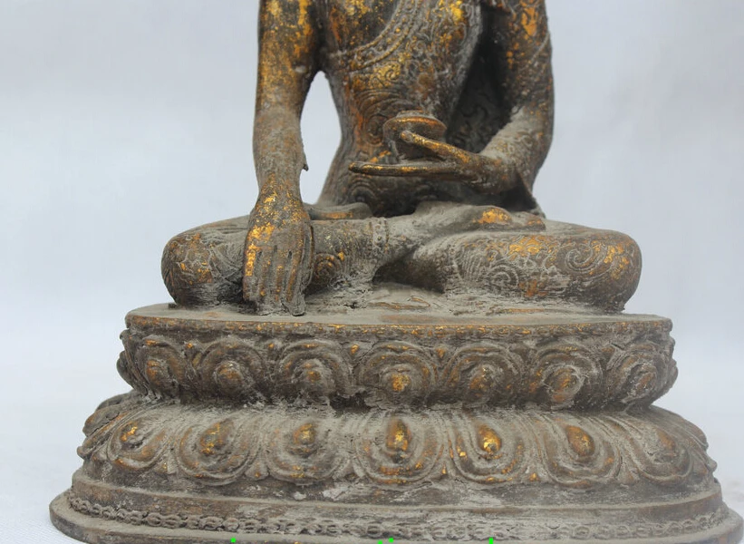 9 &quotТибет Тибетский Буддизм Бронзовый Сиденья Шакьямуни Будда Амитабха Статуя |