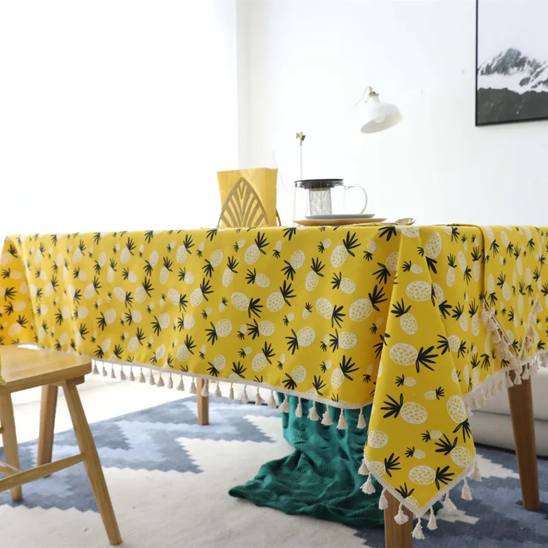 Free Shipping Pineapple Tablecloth Home/Hotel/Diner Table Cover Mantel De Mesa Multifunction Printed flax Covered Cloth Nappe | Дом и сад