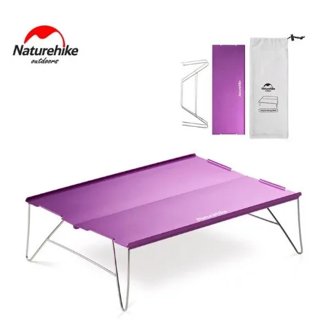 Purple Naturehike ультра-светильник, складной стол из алюминиевого сплава, уличный прочный светильник из нержавеющей стали, стол для кемпинга, портативный чайный столик - Color: Purple