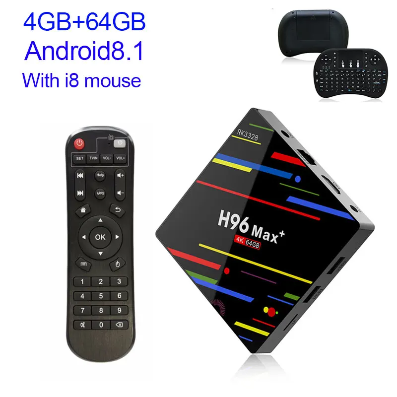 Xinways Android 8,1 tv Box 4 Гб di ram 32 ГБ/64 Гб Rockchip RK3328 1080 p H.265 4 k проигрыватель Google Negozio Netflix - Цвет: 64gb with i8