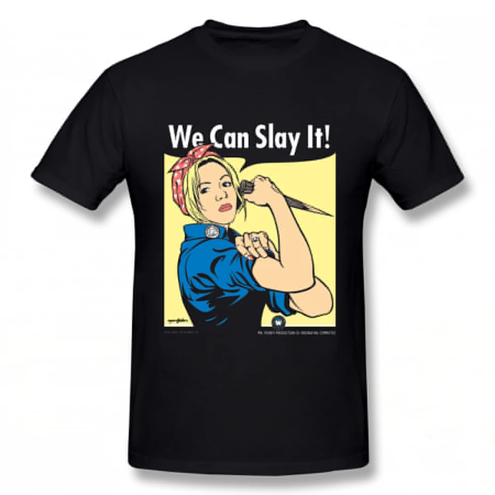 Удивительный Дизайн Баффи клепальщик футболка унисекс Качественный Хлопок