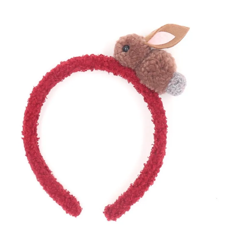 Chocolate Rabbit Корейский милый объемный обруч на голову кролика, Детская плюшевая повязка на голову, Детские аксессуары для волос для девочек, изысканные украшения для волос - Цвет: Chocolate Rabbit