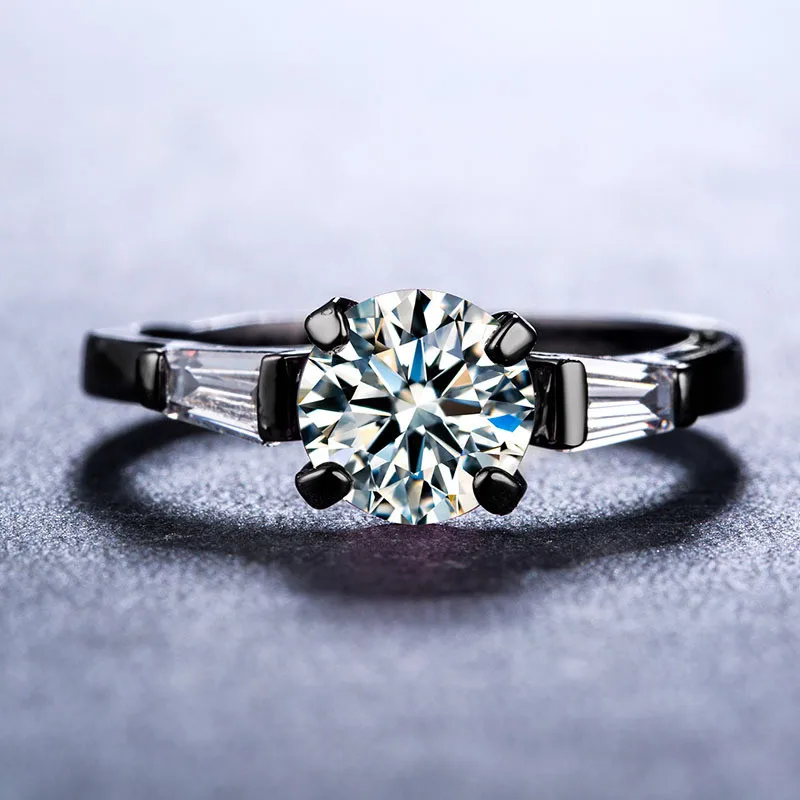 YWOSPX Elegant AAA Zircon Anel Black Rings for Women CZ Jewelry Wedding Crystal Anillos Engagement Statement Ring Gift | Украшения и