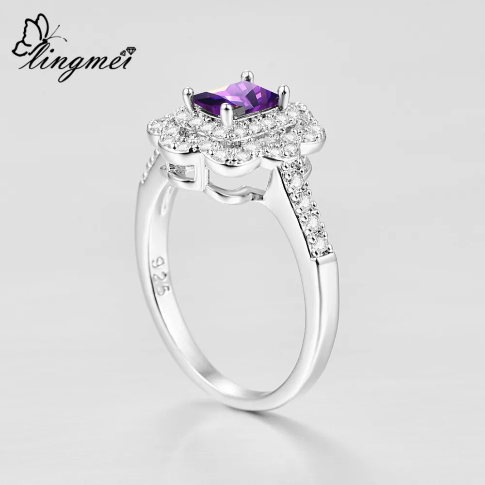 Женское модное классическое кольцо lingmei разных цветов с белым и фиолетовым