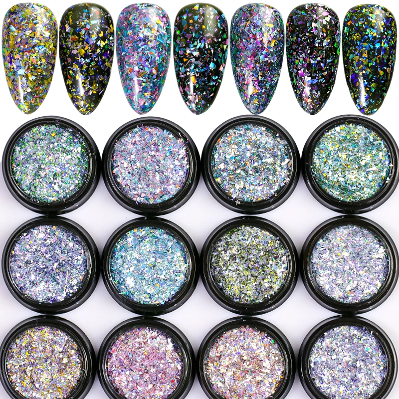 

Holo Irregular Mermaid Colorful Laser Nail Flakes 3D Nail Art Glitter Chameleon Gel Polish Manicure DIY Decor Sequins