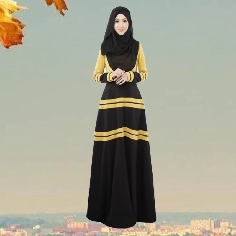 Мусульманское женское длинное платье в полоску Musulmane Дубай Турецкая женская