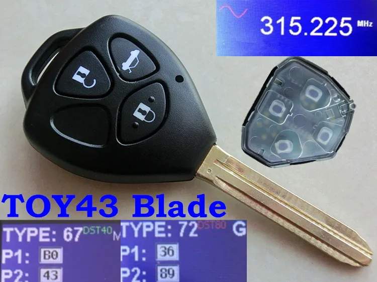 Дистанционный ключ RMLKS с 3 кнопками дистанционный для Toyota Camry Corolla Prado 315 МГц 4D67 чип