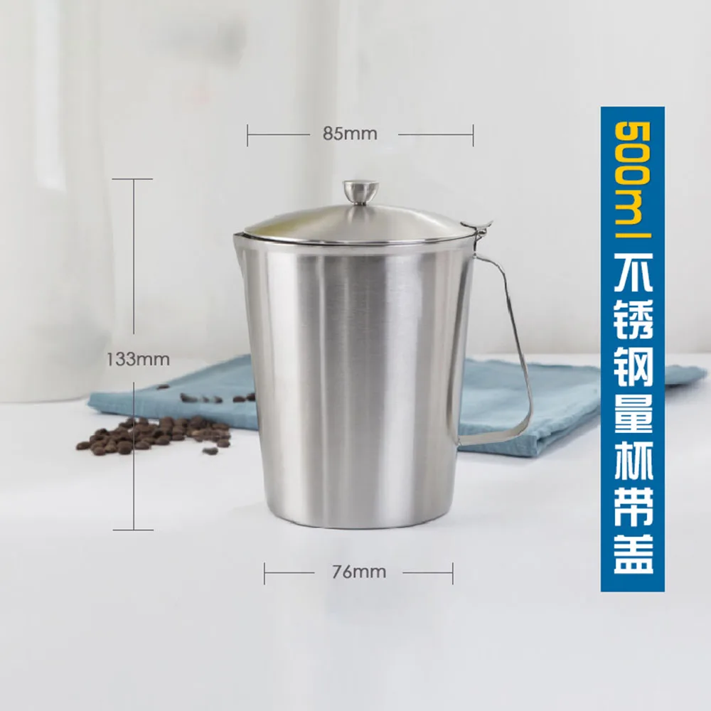 

1PCS 500ml Lab 304 Stainless Steel Lab Beaker Measuring Cups Graduated Liquid Metal Tools With Inner Scale and Cover