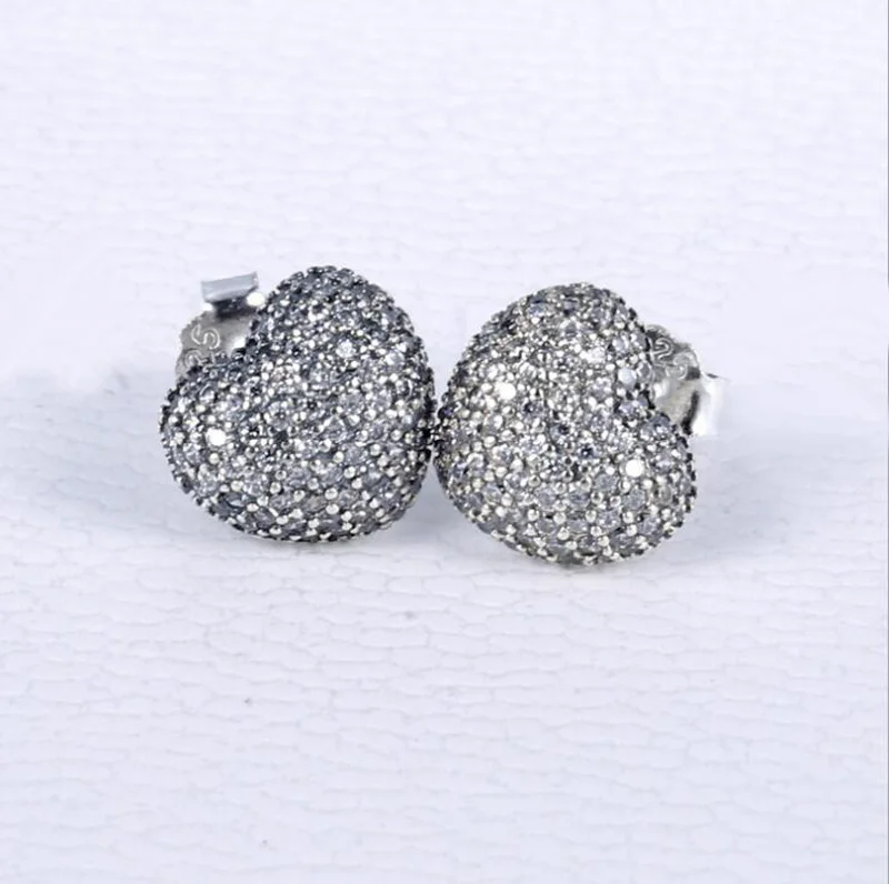 Popular Good Quality Shinning CZ Paved 925 Sterling Silver Heart Stud Earrings | Украшения и аксессуары