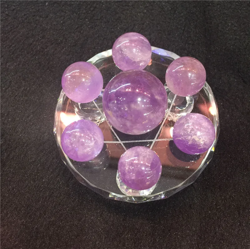

Pretty cute small size natural amethyst ball seven star array healing purple crystals for meditation and home decoration