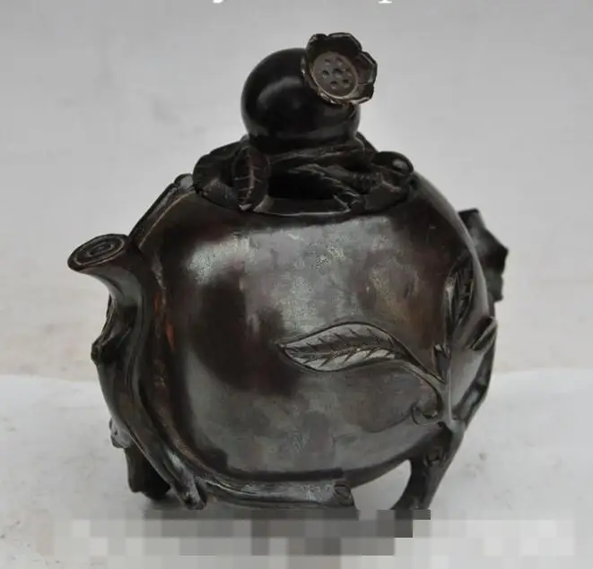 

Free shipping S00538 6"marked Folk Chinese Bronze Pomegranate Statue Box Incense Burner Censer