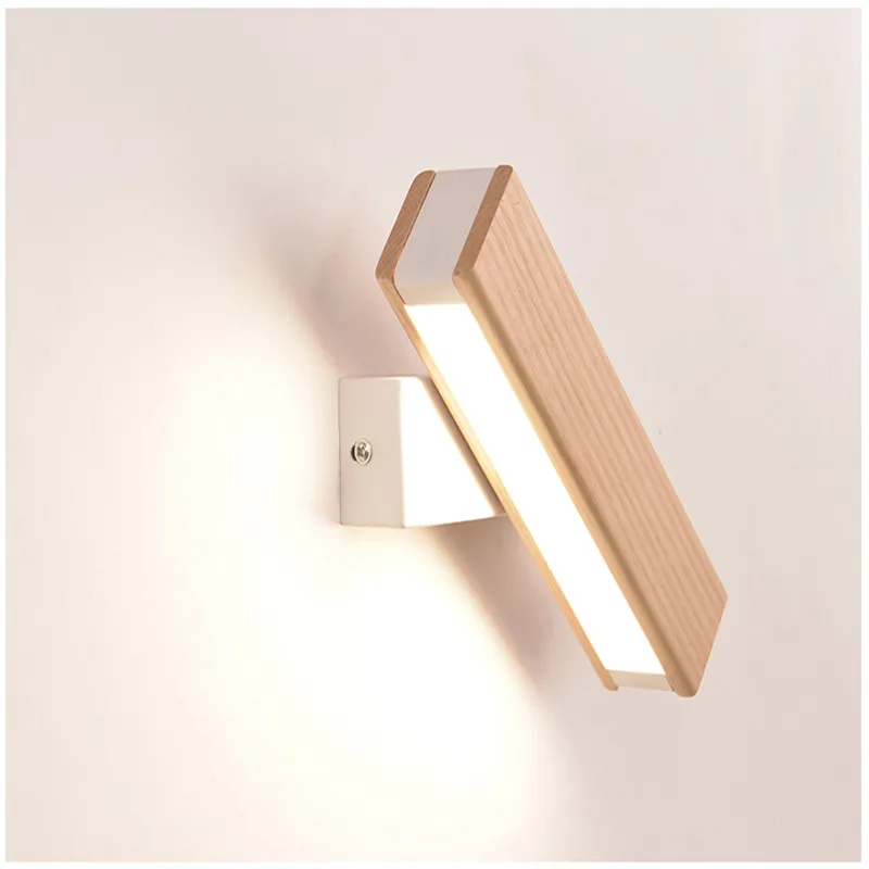 

Nordic Art Bedroom Bedside Wall Lamp Creative Solid Wood Aisle Study Rotating Light Retro Reading LED Wall Sconce Free Shipping