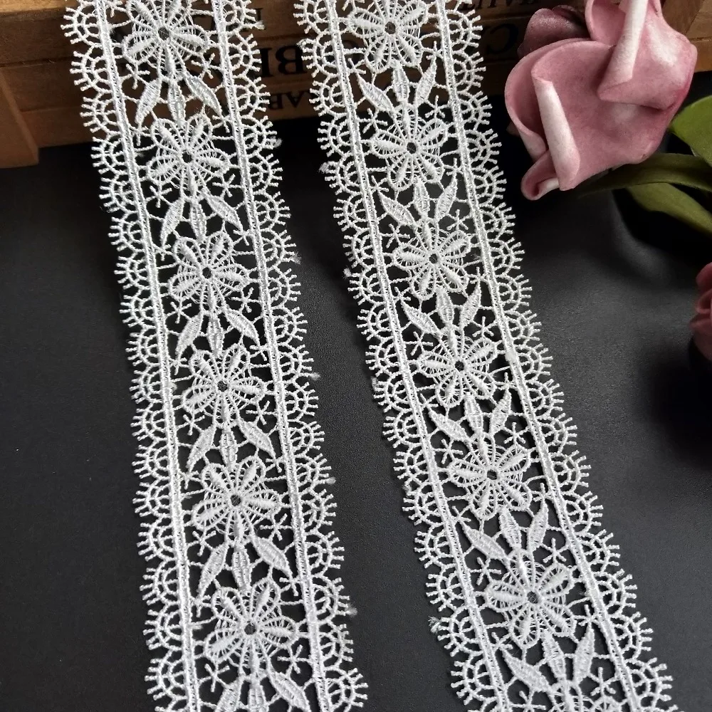 1 Meter 4cm White Polyester Crochet Tape Lace Edge Trim Ribbon Fabric Embroidered Applique Sewing Craft Wedding Dress Clothes | Дом и сад