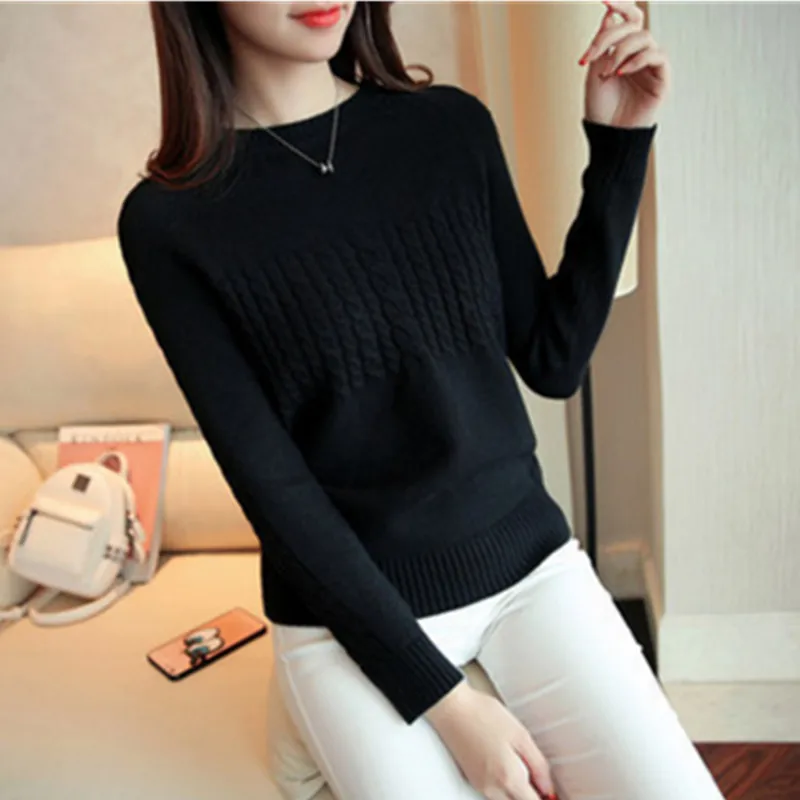 Women sweater Autumn High collar Knit Pullover Long-sleeved Short Sweater Casual Plus size Spring Clothing A149 | Женская одежда