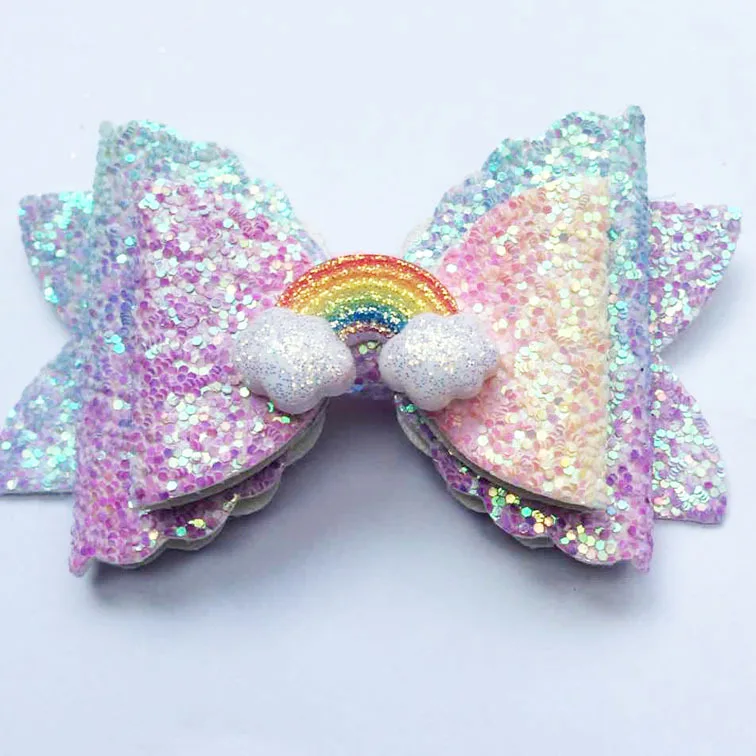Hair Accessories Bows for Girls Shiny Glitter Clips 3'' Cute Elk Unicorn Hairpins Kids Princess Accessory | Детская одежда и