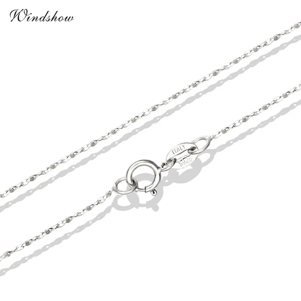 Real 925 Sterling Silver Slim Water Wave Chain Necklaces for Pendants Charms Jewelry For Womens Girls Gift bijoux femme|charm necklace sterling