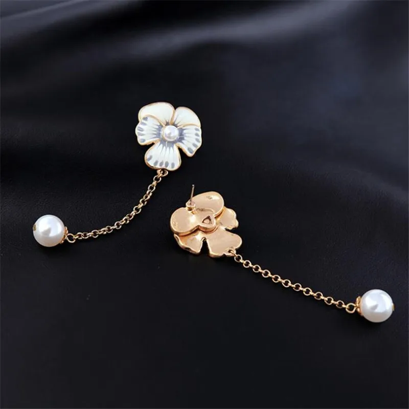 Классический большой с эмалированными цветами Серьги для женщин Винтаж золотой