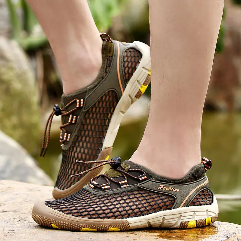 CNZLRMB Mesh Breathable Outdoor Anti-skid Hiking Shoes Men Trekking Mountain Climbing Sneakers Walking For Size 46 47 | Спорт и