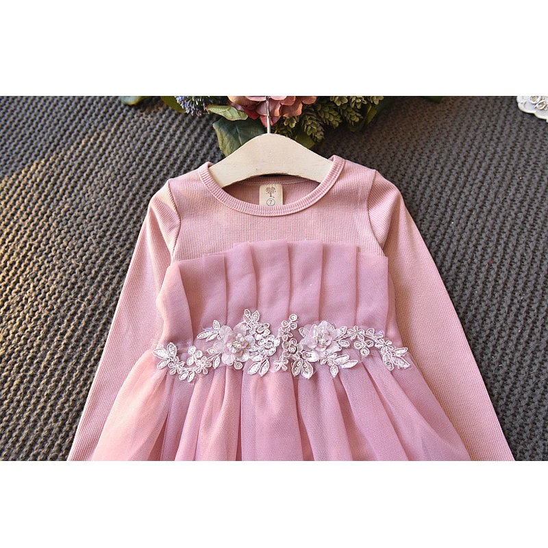 LOVE DD&ampMM Girls Dresses 2021 Autumn New Children's Clothing Fashion Lace Kidney Knit Mesh Stitching Princess Dress | Детская