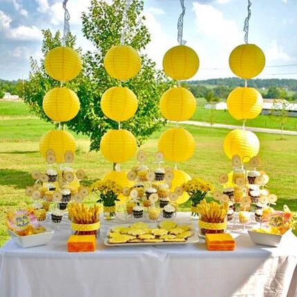 

10 Pcs 6-16 Inch yellow Festival Lanterns For Wedding Party Decoration