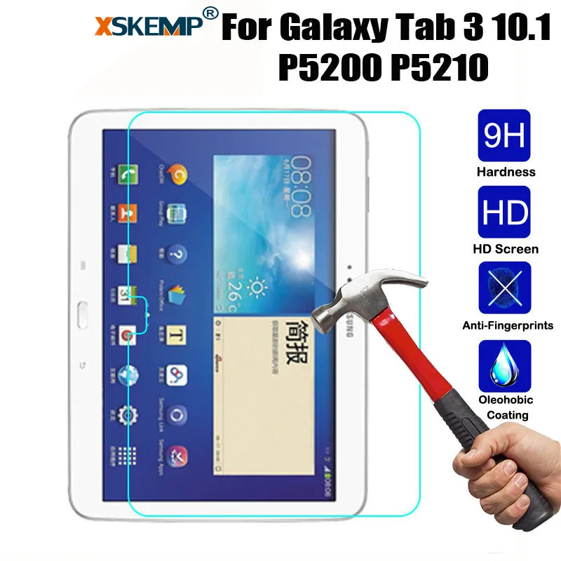 XSKEMP 9 H 0 3 мм прозрачный Настоящее закаленное Стекло для samsung Galaxy Tab 10 1 &quotP5200 P5210 Clear