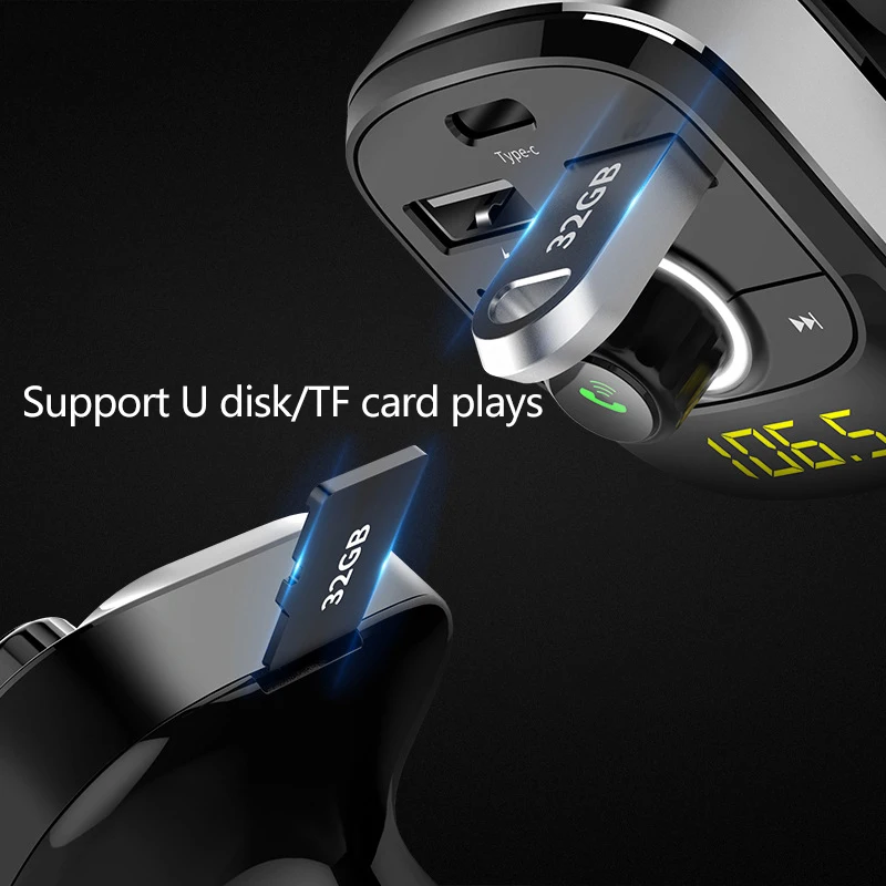 Автомобильный FM-передатчик DSMOTEK с Bluetooth гарнитурой USB/TF-картой функцией