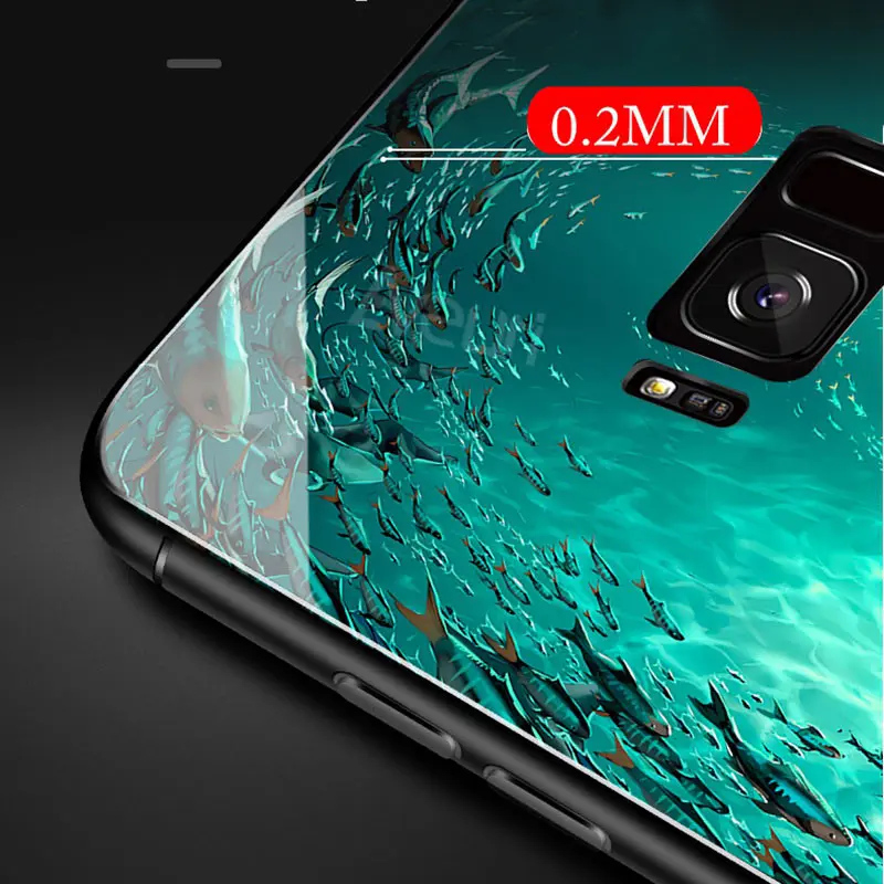 BFOLLOW Luminous Case for Samsung Galaxy S9 / Plus S8 Note 8 9 Tempered Glass Back Hard Cover |