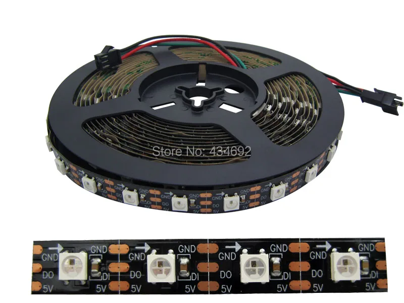 Бесплатная доставка 5 м 90 Вт 300 светодиодов 5050SMD W/WS2812B IC встроенные 60 RGB светодиоды