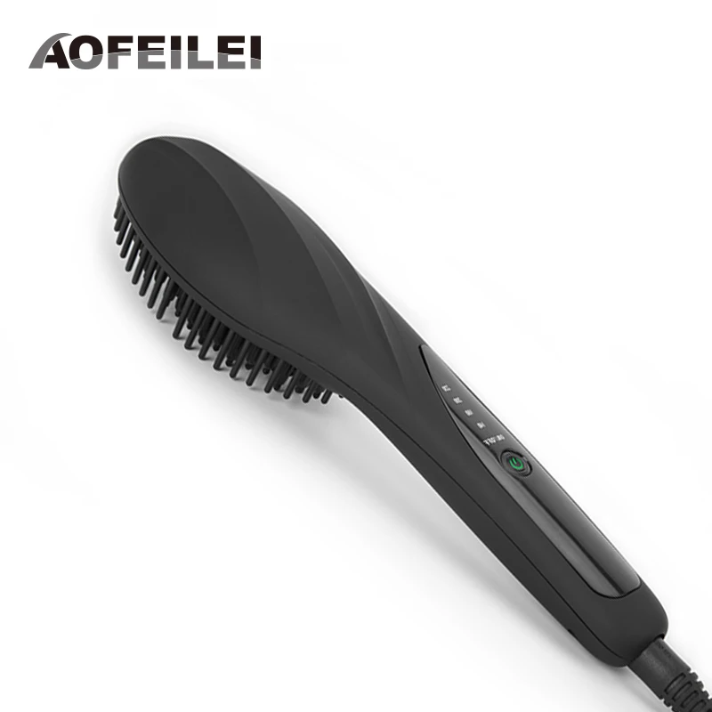 Электрический черный выпрямитель для волос расческа с ЖК дисплеем керамические