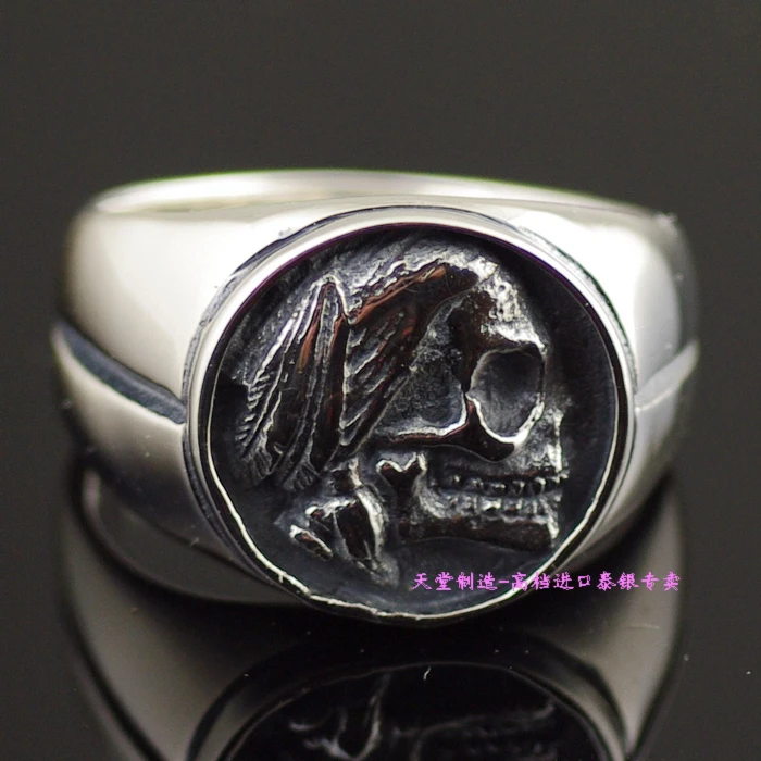 

925 pure silver thai silver skull ring