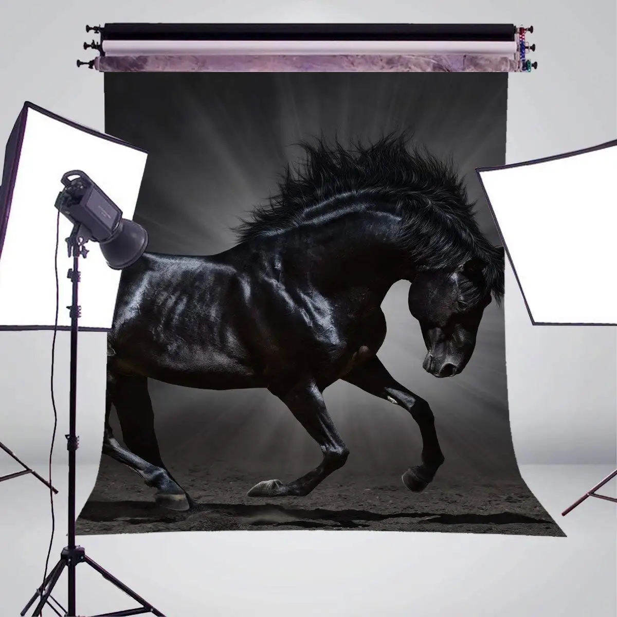 Бегущая лошадь фотография Фон животные фон студия реквизит стена 5x7ft спальня