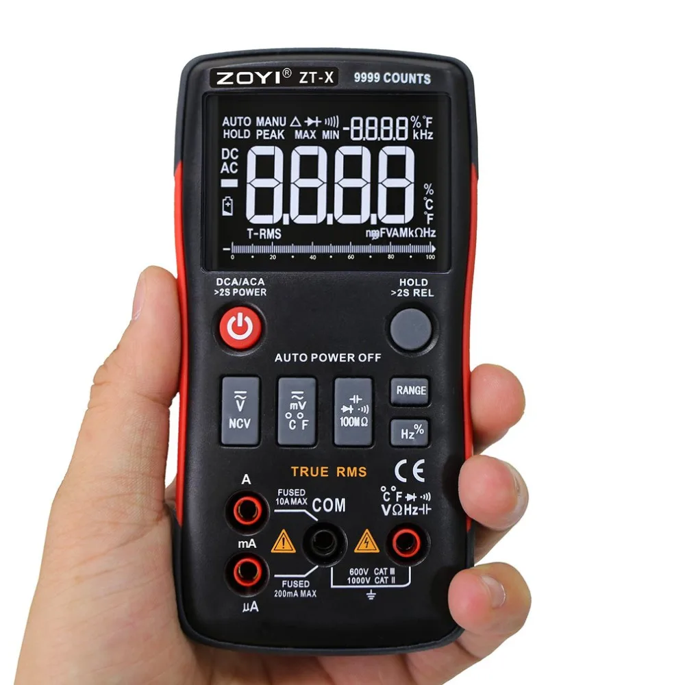 ZT-X Цифровой мультиметр автоматический диапазон True RMS AC/DC Вольт Ампер Ом Емкость