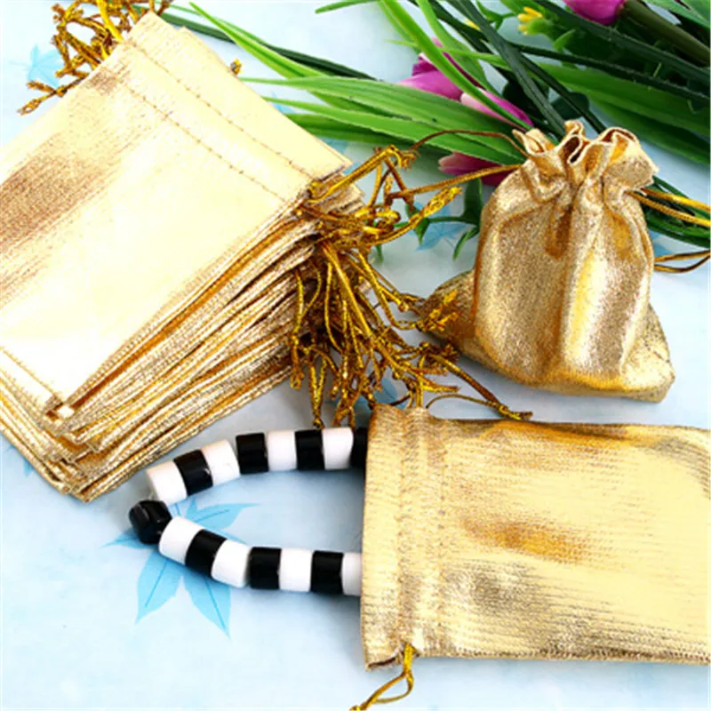 100Pcs/Lot Gold Organza Drawstring Pouch Jewellery Gift Bags 7*9cm | Украшения и аксессуары