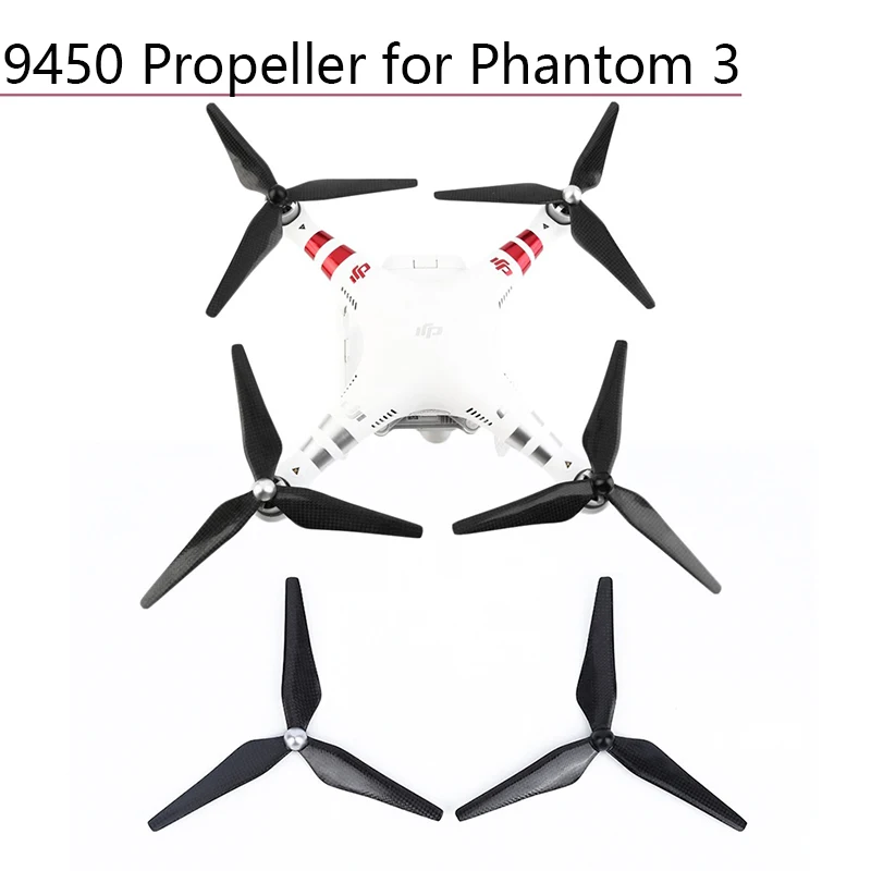 8 шт. 9450 пропеллеры из углеродного волокна для DJI Phantom 3 2 Drone самозатягивающийся Leaf