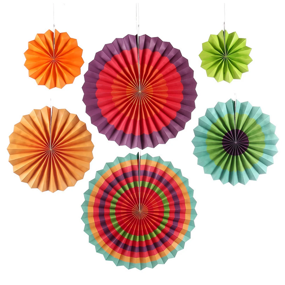 6 шт. тканевая бумага резные бумажные вееры Висячие цветочные поделки для душа