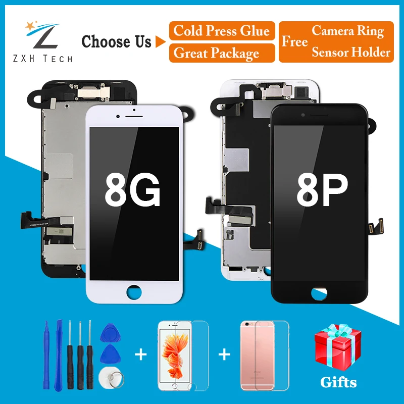 Качество AAA OEM для iPhone 8 LCD plus экран дисплея 8G Замена объектива Pantalla сенсорный