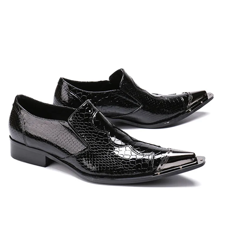 

Genuine leather formal black business dress men shoes brogue alligator print slip on office men Shoes