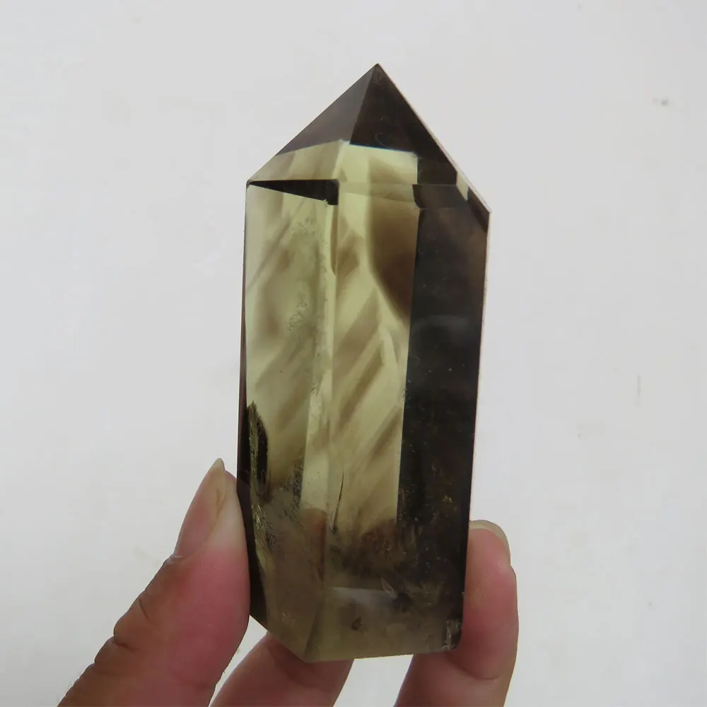 

138g RARE Natural Smoky Citrine Quartz Point Wand + "Pyramid Mountain" Layers Inside Reiki Healing Mineral Quartz Specimen