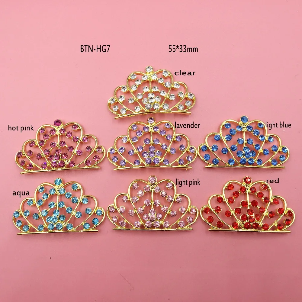 

Free shipping 55*33mm gold plating rhinestone crown tiara flatback mix colors 100PCS/LOT(BTN-HG7)