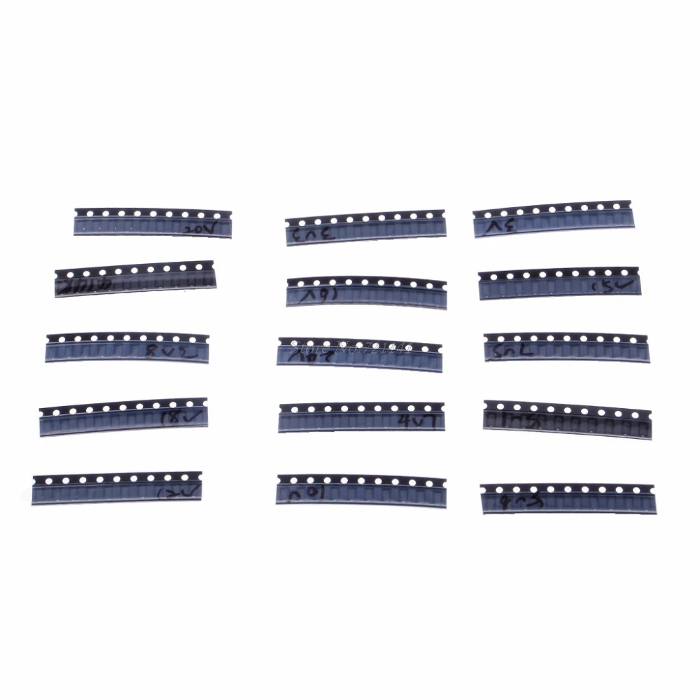 150 шт. SOD123 15 значений 1206 0 5 Вт SMD Диод Зенера 3 в 24 1N4148 Ассортимент Комплект Прямая