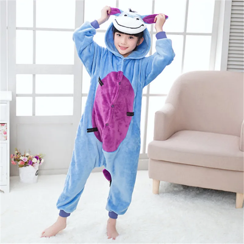 Одеяло Kigurumi Комбинезон детский единорог мультфильм Аниме животных пижамы Onesie