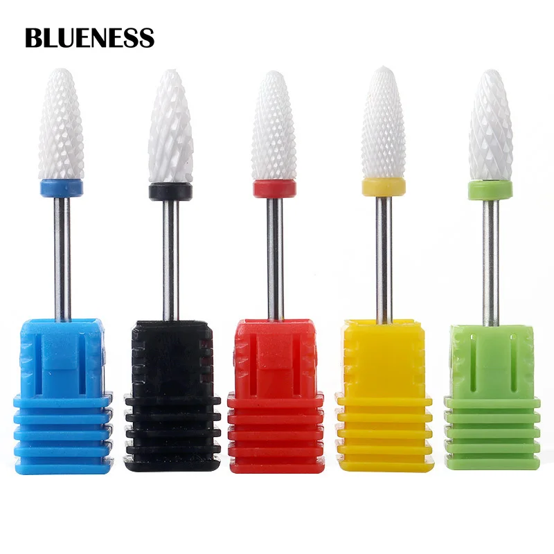 Blueness 5 Type 3/32 &quot Ceramic Grind Head Nail Drill Bits Manicure Machine Accessories Rotary Electric Cutter Art Tools | Красота и