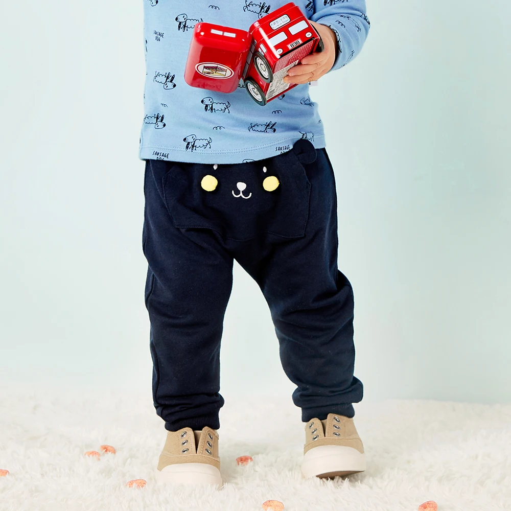 Balabala Baby 100% Cotton Jogger with 3D Ear at Back Pull-on Pants Infant Newborn Girls Boys Bottom Harem PP Trousers |